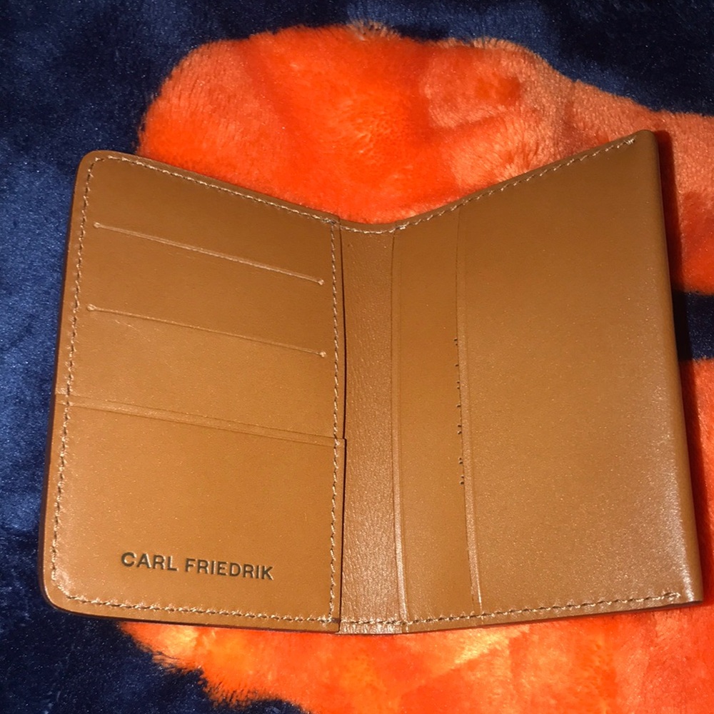 Tan Leather Key Card Holder Compact Design